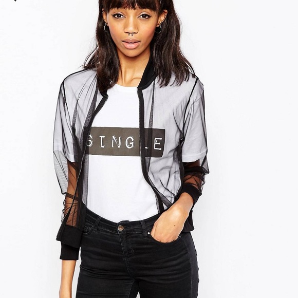ASOS Bomber Jacket In Mesh - Picture 3 of 5